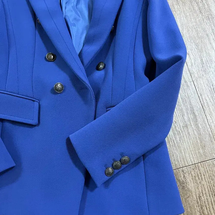 [BUNJANG] SOLEZIA Blue Double Button Jacket (S) / SOLEZIA 블루 더블 버튼 자켓(s)