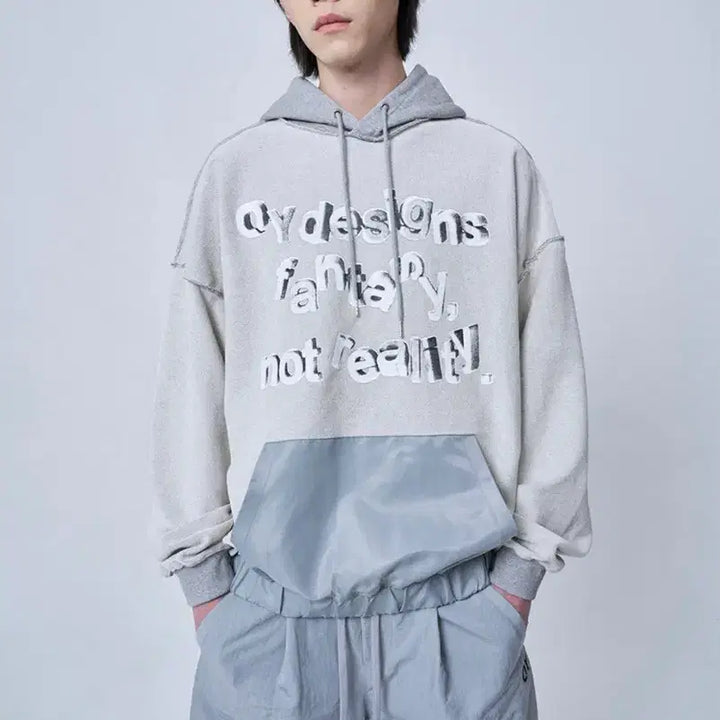 [BUNJANG] OWEGO Reverse Blend Logo Hoodie Grey Size 2 / 오와이 리버스 블랜드 로고 후드 그레이 2사이즈