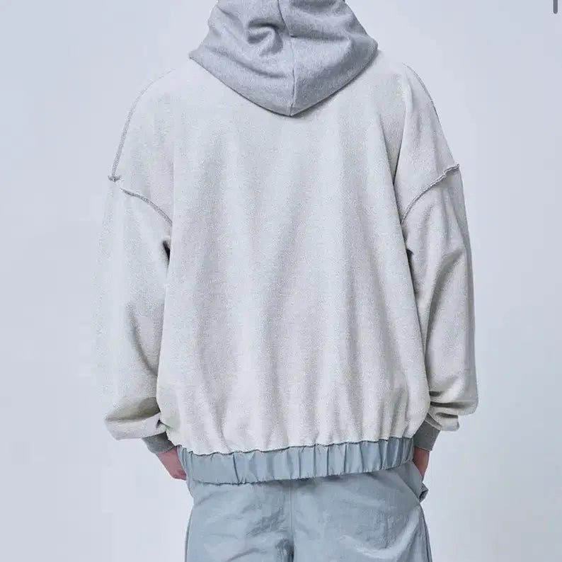 [BUNJANG] OWEGO Reverse Blend Logo Hoodie Grey Size 2 / 오와이 리버스 블랜드 로고 후드 그레이 2사이즈
