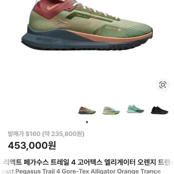 [SOLD OUT] 나이키 리액트 페가수스 트레일 4고어텍스us11 290mm 러닝화 트레