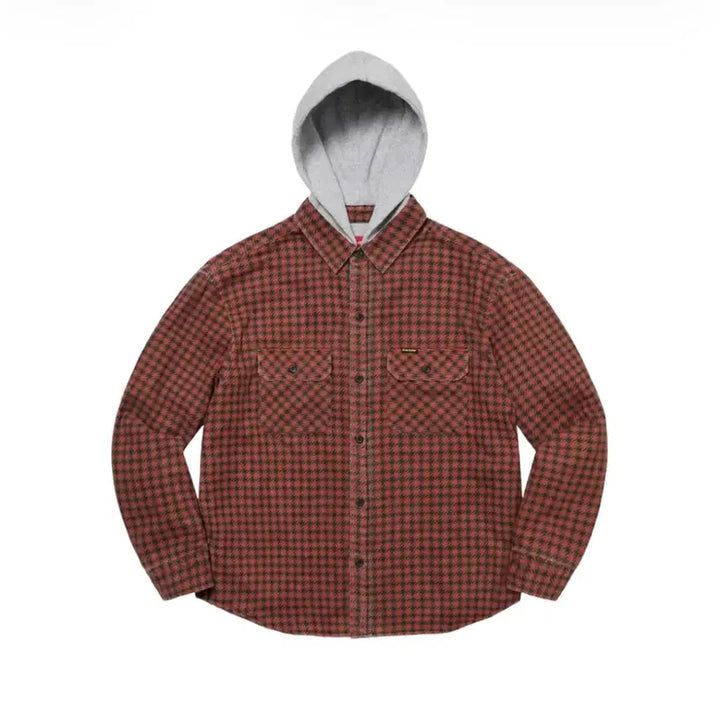 [BUNJANG] Supreme 22FW Houndstooth Flannel Hooded Shirt / 슈프림 22FW 하운드투스 플란넬 후드 셔츠 (L)