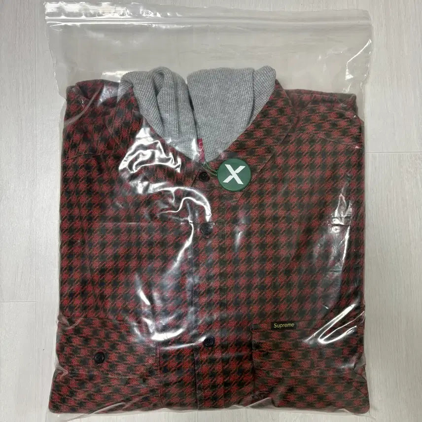 [BUNJANG] Supreme 22FW Houndstooth Flannel Hooded Shirt / 슈프림 22FW 하운드투스 플란넬 후드 셔츠 (L)
