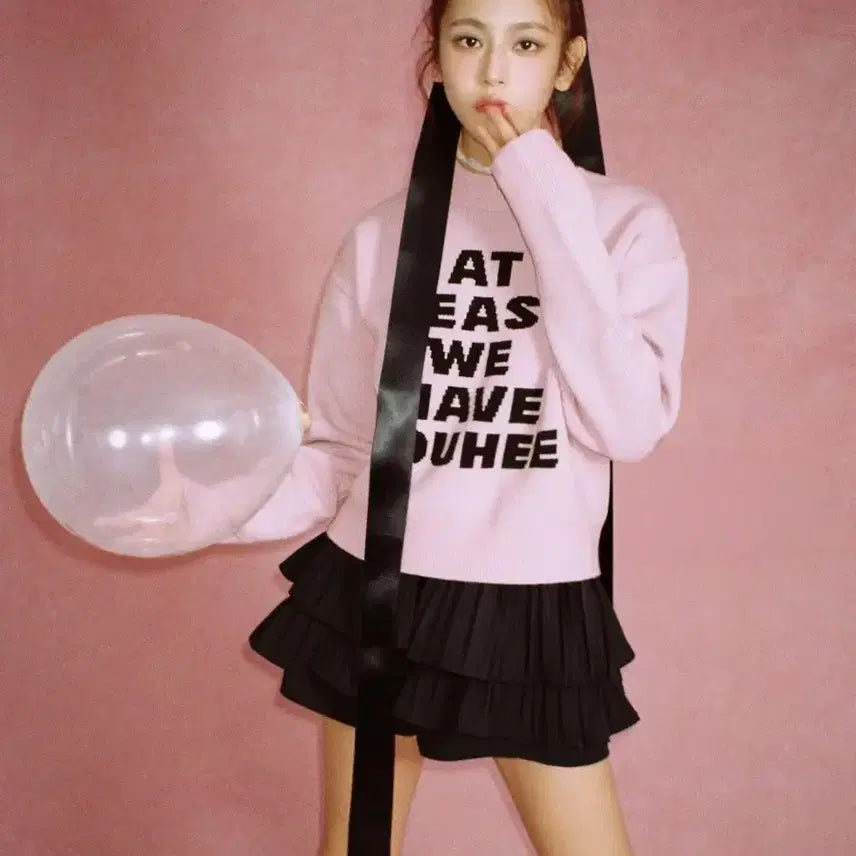 [BUNJANG] YOUHEE Lettering Knit Pink Free Size / YOUHEE 핑크 니트 / 러블리 레터링 니트 양도 (Free)