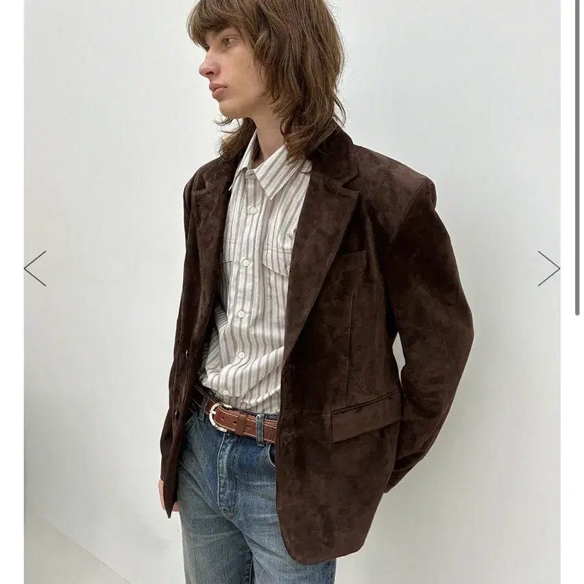 [BUNJANG] Elmood Cow Suede Single Blazer Brown / [48] 엘무드 카우 스웨이드 싱글 블레이저 브라운 Lmood