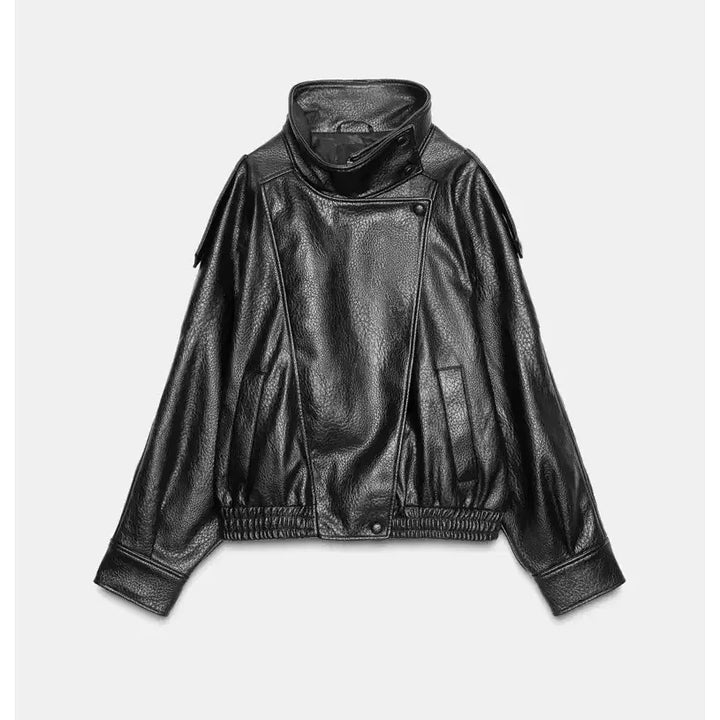 [BUNJANG] Zara Faux Leather Jacket Black Size S / 자라 생로랑 페이크 레더자켓 S사이즈,블랙