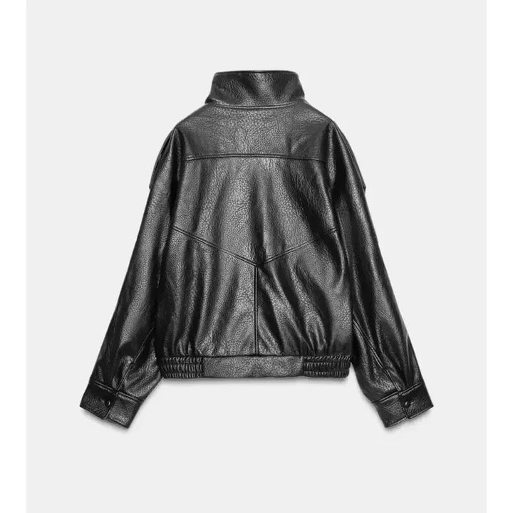 [BUNJANG] Zara Faux Leather Jacket Black Size S / 자라 생로랑 페이크 레더자켓 S사이즈,블랙