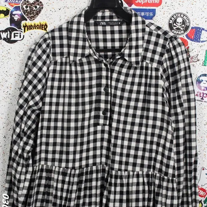 [SOLD OUT] 여성S/ 자라 고방 체크 베이비돌 원피스 BK / 35-13