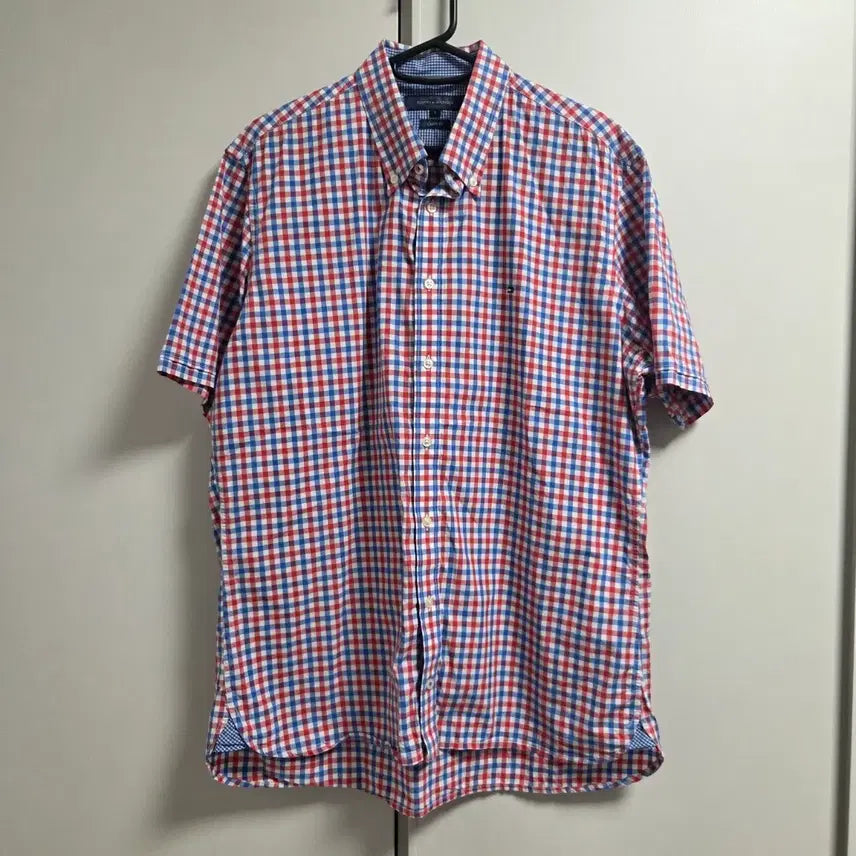 [BUNJANG] Tommy Hilfiger Short Sleeve Check Shirt L (100) / Tommy Hilfiger 반팔 체크 셔츠 L(100)