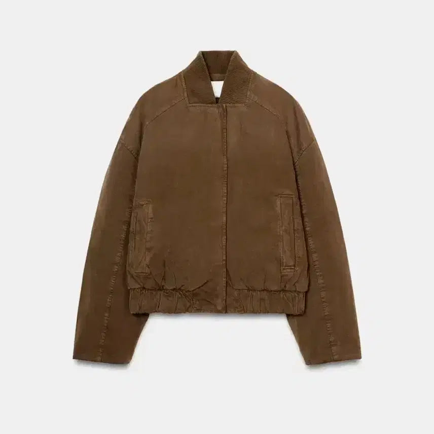 [BUNJANG] ZARA Brown Suede Bomber Jacket / 자라 브라운 스웨이드 봄버자켓
