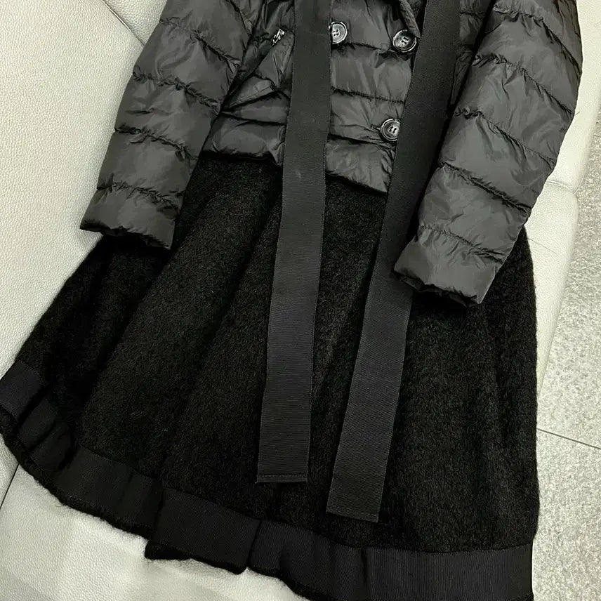 [BUNJANG] Moncler Double Detachable Black Mohair Down Padded Coat (Size 0) / 몽 클 레 르 몽 클 레 어 이중분리형 블랙 모헤어 다운패딩(0)