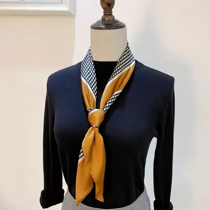 [BUNJANG] Mustard Dot Pattern Scarf / 도트 패턴 스카프(새상품)