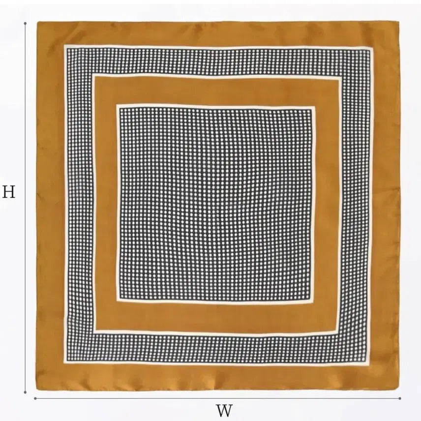 [BUNJANG] Mustard Dot Pattern Scarf / 도트 패턴 스카프(새상품)