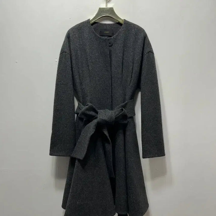 [BUNJANG] Zigot Wool Coat Dark Gray S / 지고트 벨트 울 코트 다크그레이 S