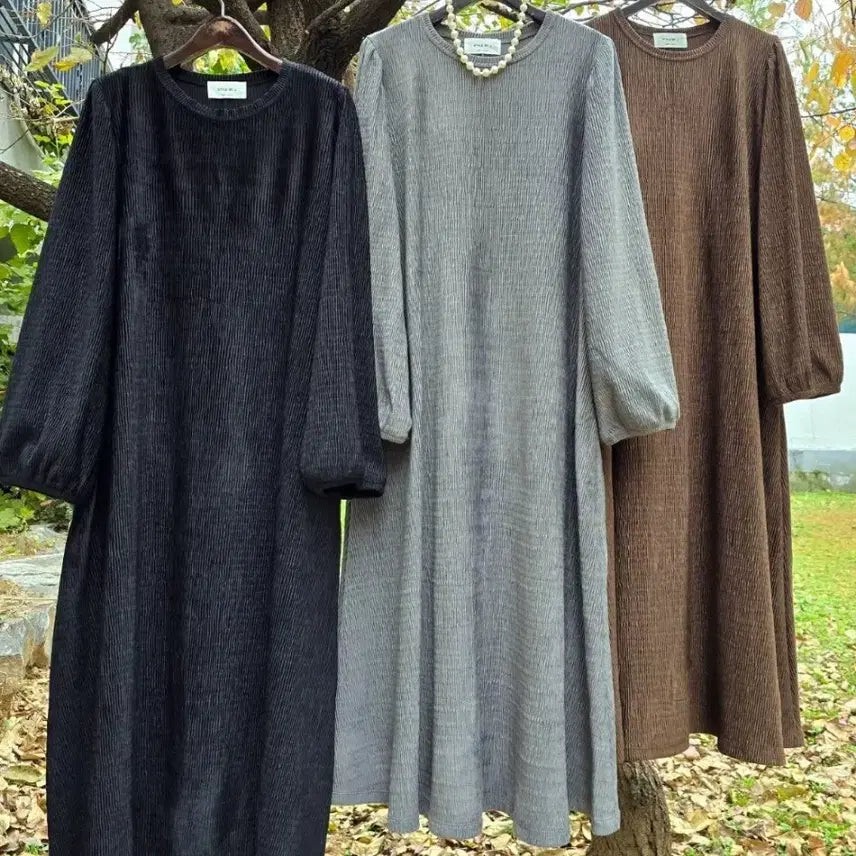 [BUNJANG] Wrinkle Velvet Maxi Long Dress / 세제품] 링클벨로아주름 맥시롱원피스 
