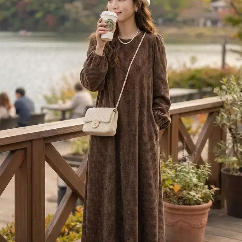 [BUNJANG] Wrinkle Velvet Maxi Long Dress / 세제품] 링클벨로아주름 맥시롱원피스 
