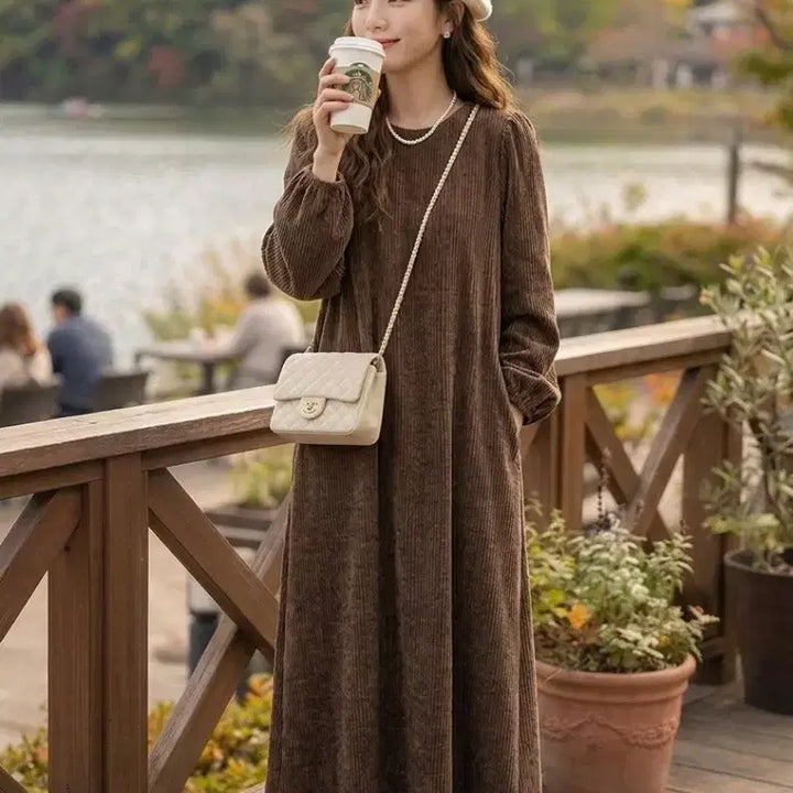 [BUNJANG] Wrinkle Velvet Maxi Long Dress / 세제품] 링클벨로아주름 맥시롱원피스 
