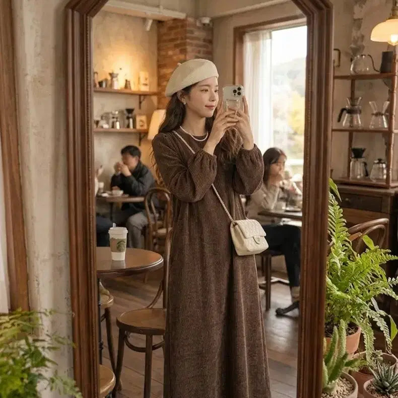 [BUNJANG] Wrinkle Velvet Maxi Long Dress / 세제품] 링클벨로아주름 맥시롱원피스 