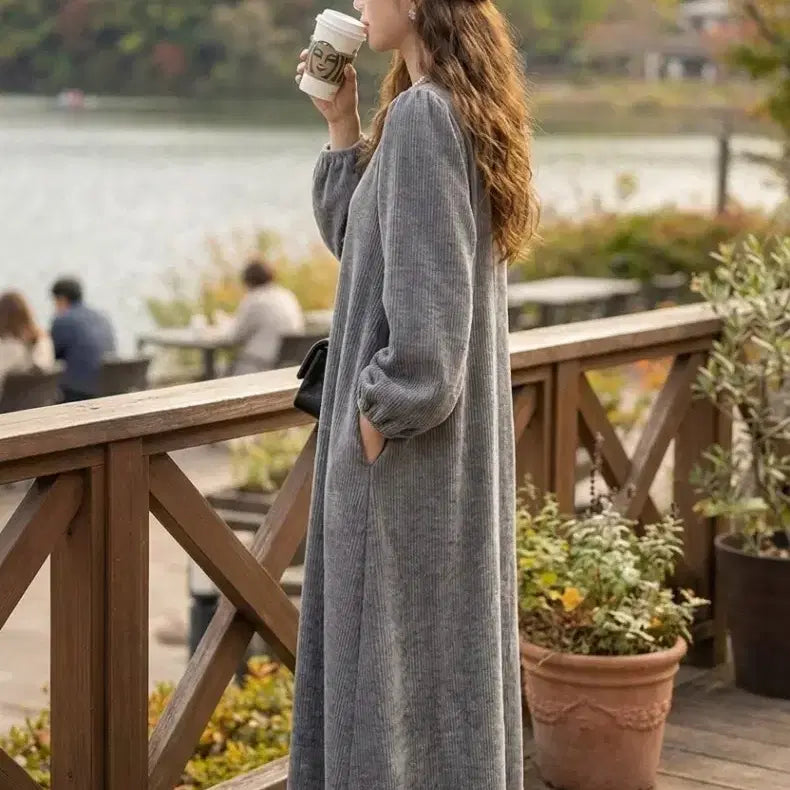 [BUNJANG] Wrinkle Velvet Maxi Long Dress / 세제품] 링클벨로아주름 맥시롱원피스 