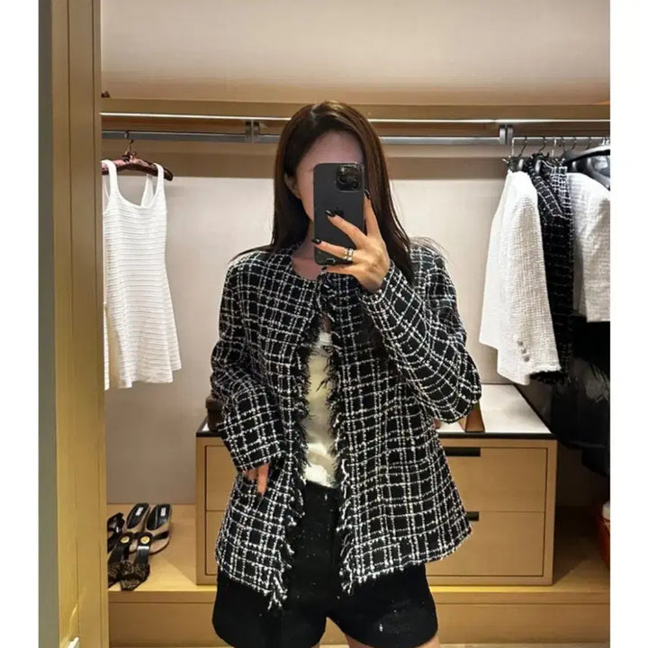[BUNJANG] The Row Fringe Tweed Jacket (Navy, Size S) / 더로앙 프린지 트위드 자켓 s 네이비