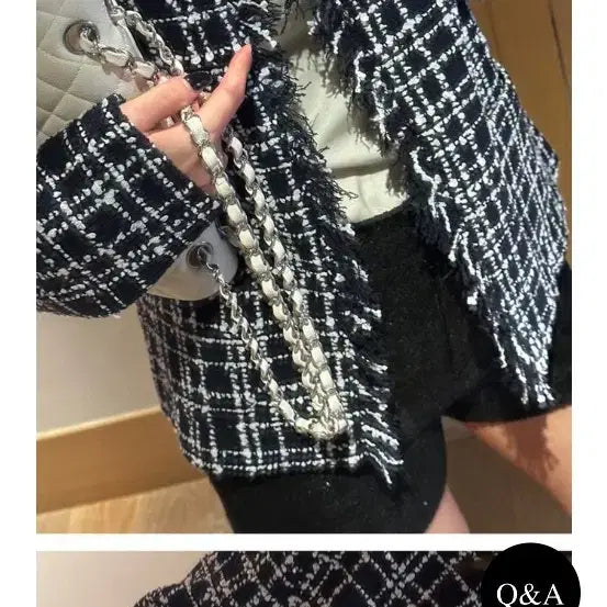 [BUNJANG] The Row Fringe Tweed Jacket (Navy, Size S) / 더로앙 프린지 트위드 자켓 s 네이비