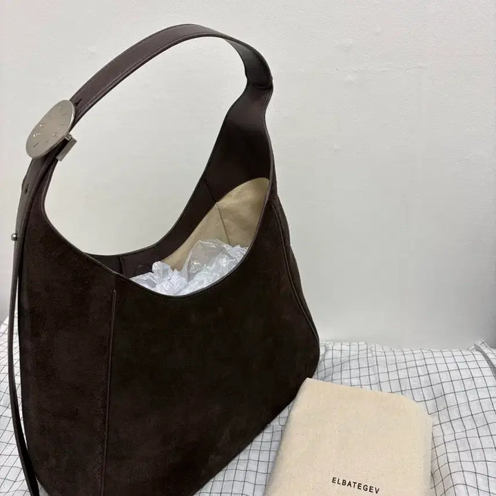 [BUNJANG] Elbategev Plaque Hobo Bag Brown / 엘바테게브 플라크 호보백 브라운