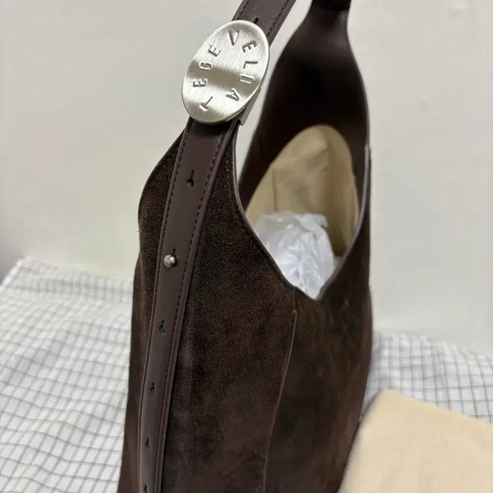 [BUNJANG] Elbategev Plaque Hobo Bag Brown / 엘바테게브 플라크 호보백 브라운