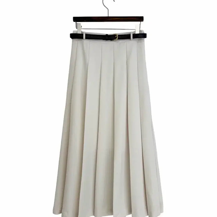 [SOLD OUT] 교신안함)크림아이보리 플리츠 롱 스커트