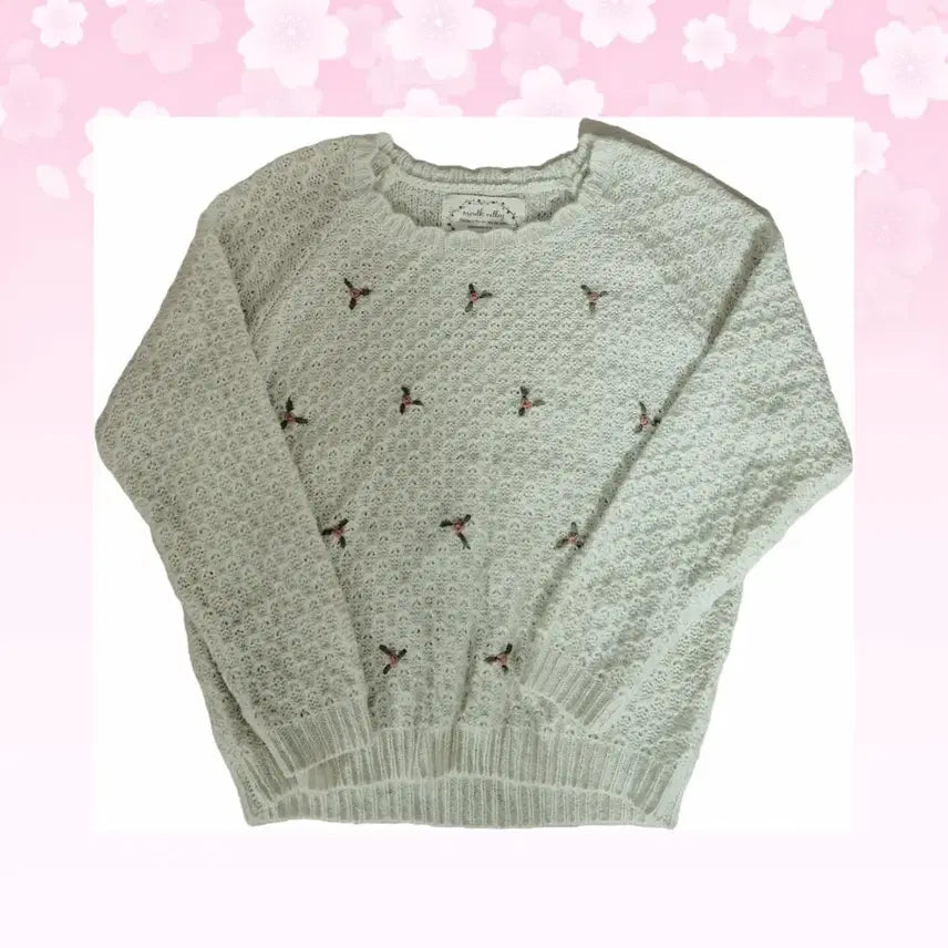 [BUNJANG] Karahana Vintage Embroidered Knit Sweater / 일본빈티지 카라하나 자수 니트 스웨터