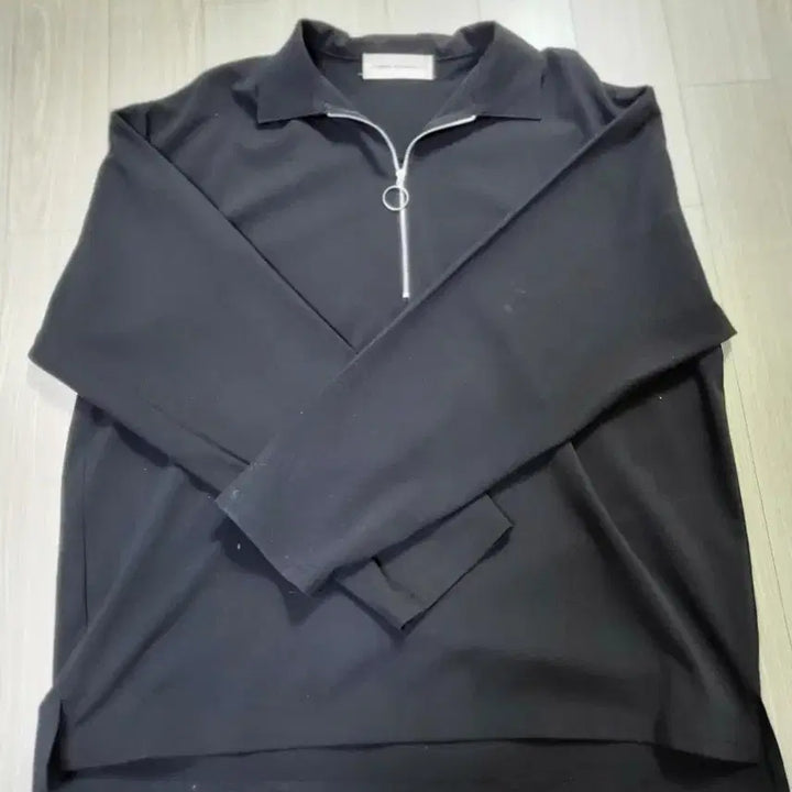 [BUNJANG] Black Collar Zip-Up Long Sleeve / 블랙 카라넥 집업 롱 슬리브