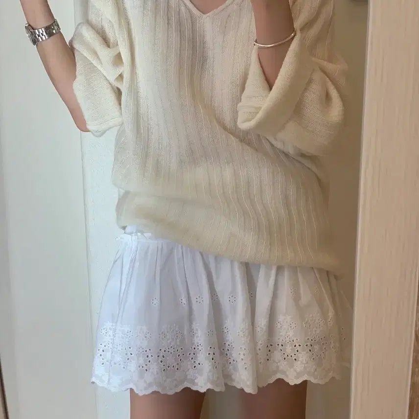 [BUNJANG] Somewhere But Better Veggie V-Neck Knit Light Blue / [새상품]썸웨어버터 Veggie V-Neck Knit Light blue
