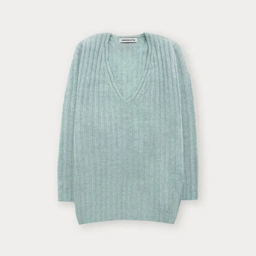 [BUNJANG] Somewhere But Better Veggie V-Neck Knit Light Blue / [새상품]썸웨어버터 Veggie V-Neck Knit Light blue