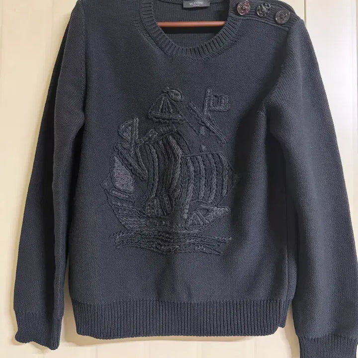 [BUNJANG] Valentino Embroidered Ship Knit Sweater / 발렌티노(Valentino)  선박 자수 니트 스웨터 m