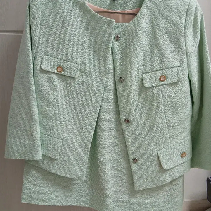 [SOLD OUT] 블랑쇼 민트 트위드 자켓 스커트 셋업 s
