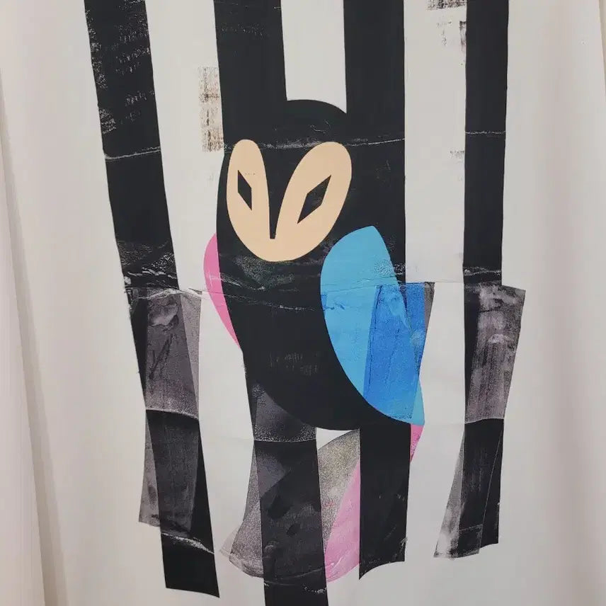 [BUNJANG] Lucky Chouette Owl Graphic Color Block Blouse / 럭키슈에뜨 부엉이 그래픽 배색 블라우스 36사이즈  55~66