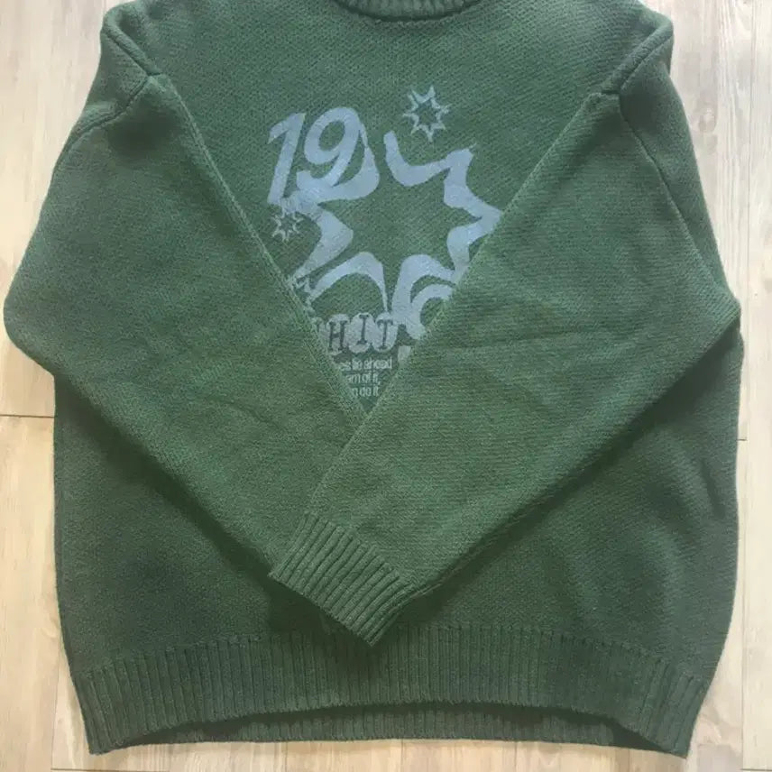 [BUNJANG] Benhit Distortion Round Knit Olive XL / 벤힛 Distortion 라운드 니트 카키 XL