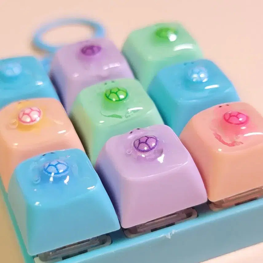 [BUNJANG] Lucky Turtle 9-Piece Keycap Keyring / 행운거북이 9구 키캡키링
