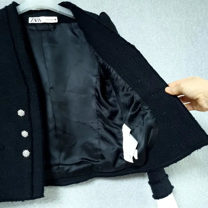 [BUNJANG] ZARA Jewel Button Black Tweed Jacket / 자라 보석단추 블랙자켓 44~55