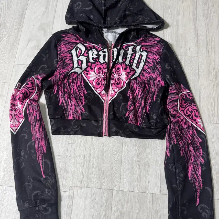 [BUNJANG] Y2K Vintage Punk Crop Hooded Zip-Up / Y2K 빈티지 펑크 크롭 후드 집업
