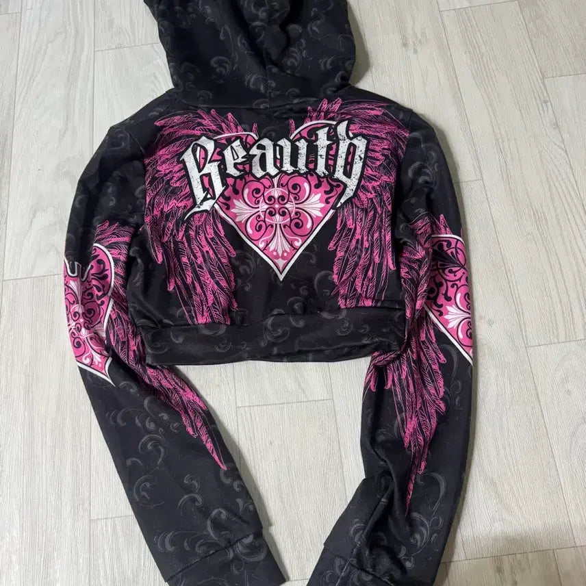 [BUNJANG] Y2K Vintage Punk Crop Hooded Zip-Up / Y2K 빈티지 펑크 크롭 후드 집업
