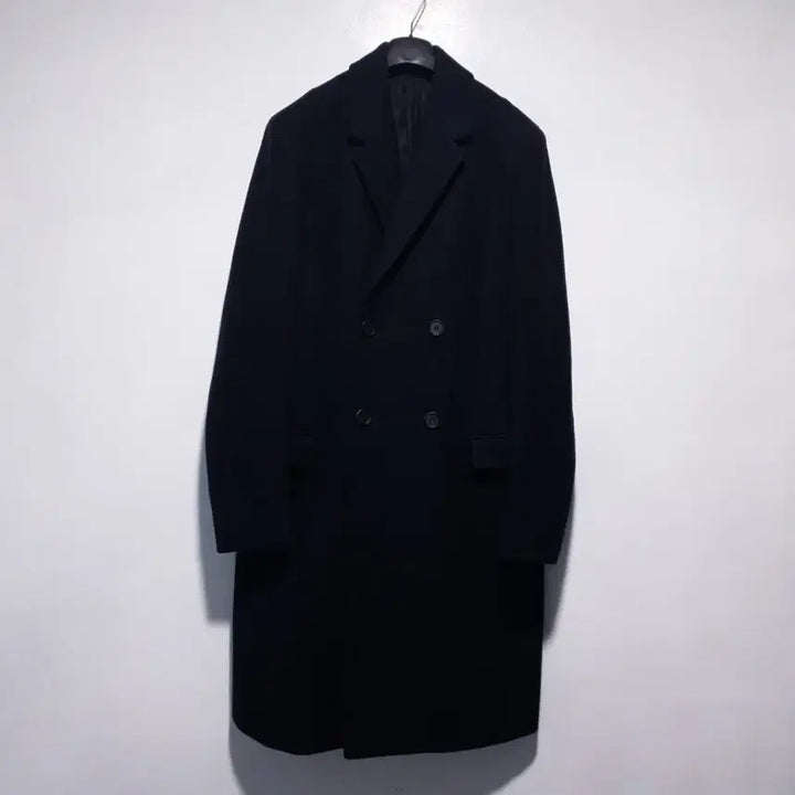 [BUNJANG] AllSaints Okita Long Coat / M (95) 올세인츠 클래식 더블 브레스티드 버튼 울 오키타 롱코트 블랙