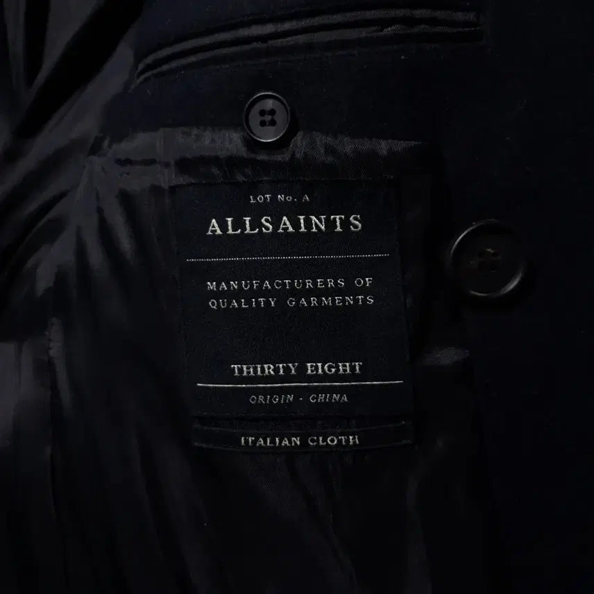 [BUNJANG] AllSaints Okita Long Coat / M (95) 올세인츠 클래식 더블 브레스티드 버튼 울 오키타 롱코트 블랙
