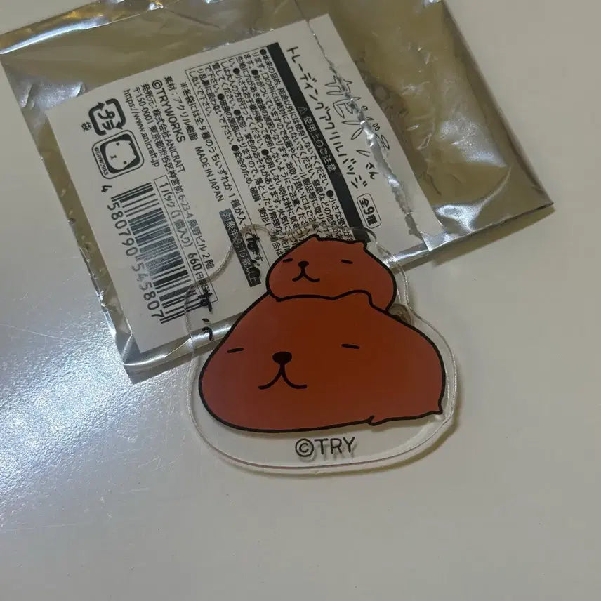 [BUNJANG] Capybara Acrylic Badge Pin Doll Keychain / 카피바라상 카피바라 아크릴 뱃지 핀버튼 인형 키링 양도 판매
