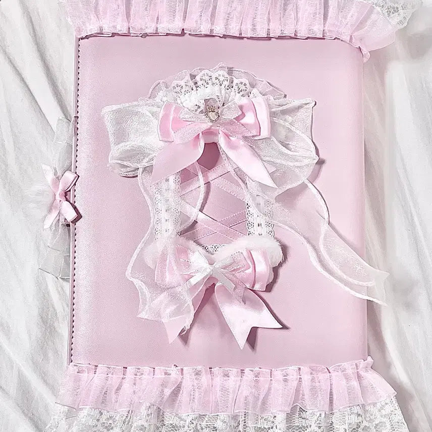 [BUNJANG] Custom Lace Ribbon A5 Binder Diary / A5 6공 레이스 리본 바인더 다이어리 다꾸 포카 아이돌 덕질 탑 로더