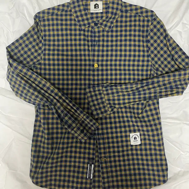[BUNJANG] Beanpole Navy/Yellow Check Shirt / 빈폴 네이비/옐로우 체크 셔츠