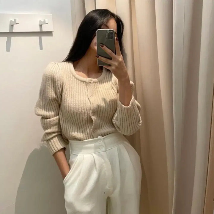 [BUNJANG] Two-Button High-Waist Fleece Training Pants (Ivory/Gray) - Bundle Set / 투버튼 기모 하이웨스트 트레이닝 팬츠 아이/그레이 일괄판매
