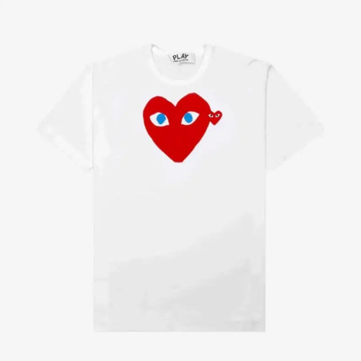[SOLD OUT] 플레이 꼼데가르송 레드 더블 하트 티셔츠 화이트 우먼 s