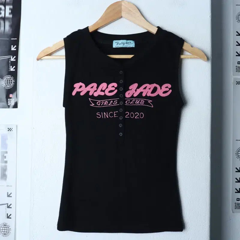 [BUNJANG] W(F) Pale Jade Sleeveless T-shirt Y2K Black / W(F) 페일제이드 반팔 티셔츠 민소매 빅로고 Y2K 블랙-176C2