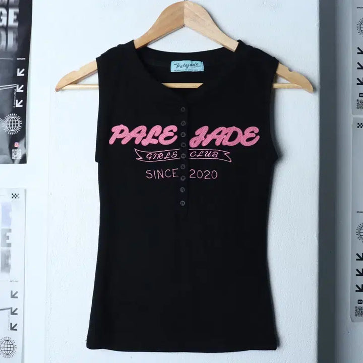 [BUNJANG] W(F) Pale Jade Sleeveless T-shirt Y2K Black / W(F) 페일제이드 반팔 티셔츠 민소매 빅로고 Y2K 블랙-176C2