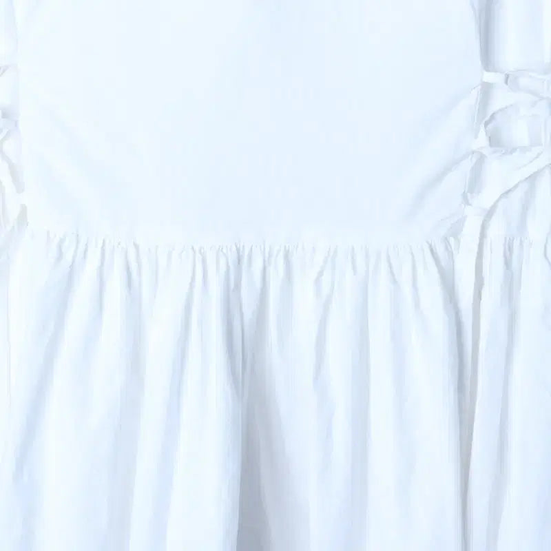 [BUNJANG] W(F) Riel Dress White V-neck Dress / W(F) 리엘 드레스 원피스 반팔 블라우스 화이트 뷔스띠에-17727