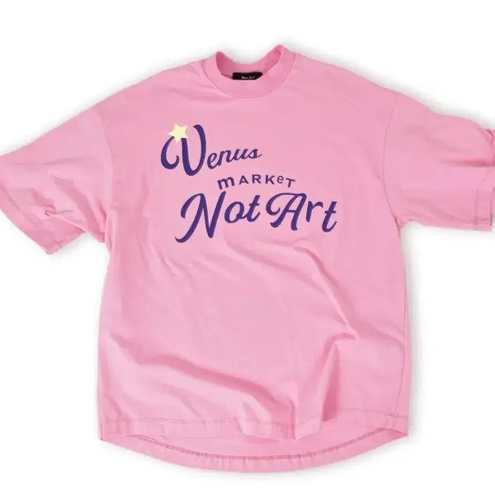 [BUNJANG] Pink Star Print Short Sleeve T-shirt / 핑크 분홍색 별 프린팅 반팔티 반소매 티셔츠
